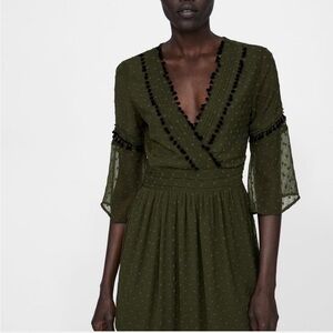 Zara Dark Green Long Sleeve Dress